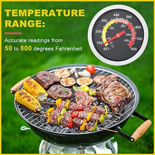2-3/8" Face 800F Charcoal BBQ Thermometer,2PCS Barbecue Temperature Gauge - Image 2