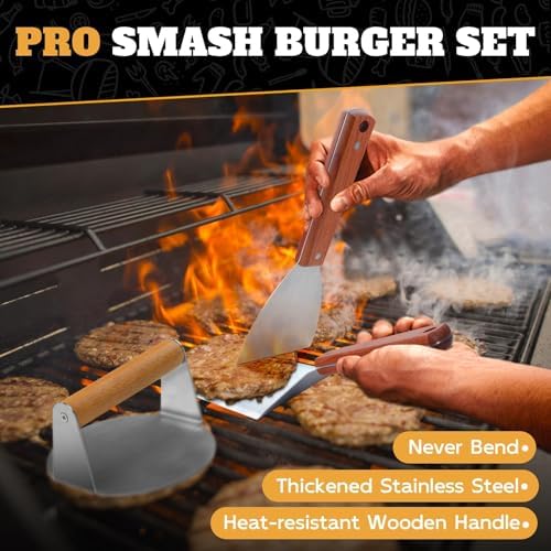 PURPLEBIRD Smash Burger Press Kit 3PCS Set, Stainless Griddle Spatulas Set - Image 2