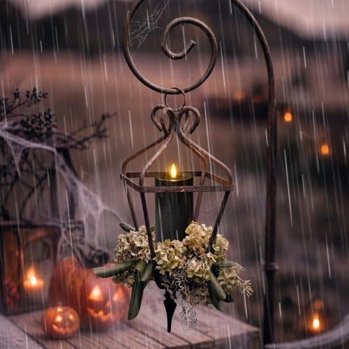 Yeelida Outdoor Halloween 4pcs Flameless Waterproof Candles with Handy Remote Control, Cycle Timer Battery Operated Candle Grease LED Flickering Pillar Plastic Long Lasting (Black, 3" x4" 5" 6" 7") - Image 2
