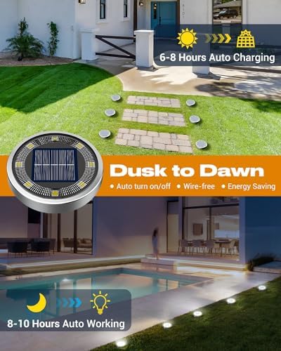 btfarm 4 Pack Solar Lights Outdoor Waterproof, 8 LED Solar Ground Lights - Image 2