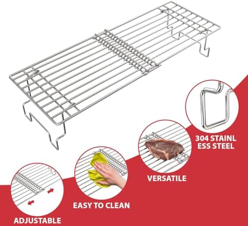 Universal Griddle Warming Rack for Pit Boss Traeger Wood Pellet Smoker Grill, Adjustable Warming Rack for Weber Blackstone and More Tabletop Flat Rack - Image 4
