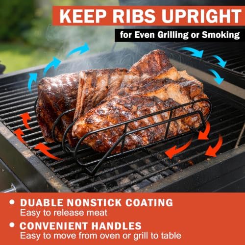 15" Non-Stick Rib Rack for Smoking and Grilling, BBQ Grill 2 Pack - Image 6