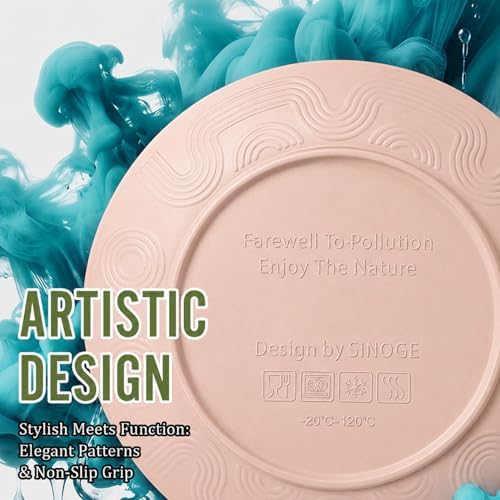 Wheat Straw Dinnerware Sets for 8, 40 Piece Unbreakable Dinnerware Set, Plates and Bowls Sets, Kitchen Plates and Bowls Set, Lightweight Dish Set for Travel Camping Party Outdoor Use - Muted Pink - Image 3
