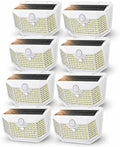 HMCITY 120 LED Solar Lights Outdoor with Motion Sensor, 8 Pack, White by LightingUpYourLife