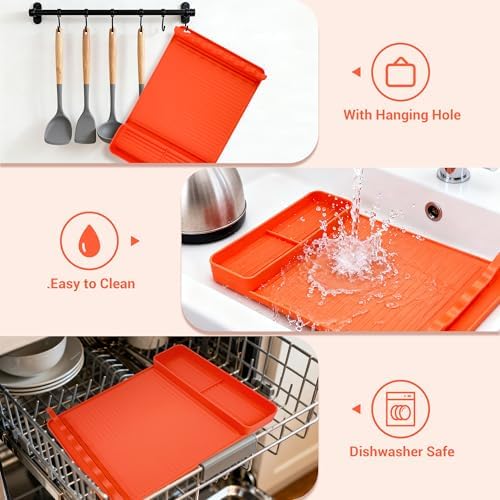 Silicone Grill Mat for Blackstone Griddles 2 Pack, Orange - Image 4