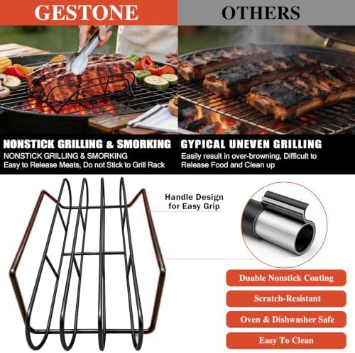 15" Non-Stick Rib Rack for Smoking and Grilling, BBQ Accessories - Image 4