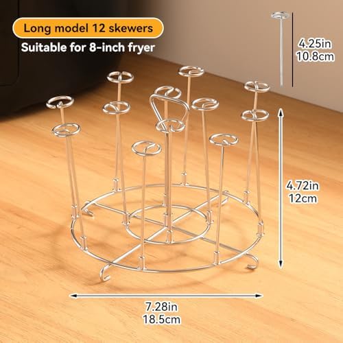 304 Stainless Steel Air Fryer Skewer Stand Dishwasher Safe Vertical Skewer Air Fryer Accessories for BBQ Grill Kabobs Chicken Meat Seafood (12 Long Skewers) - Image 2