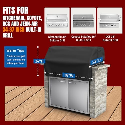 SHINESTAR 37" Built‑in Grill Cover for Coyote, DCS, Jenn‑Air & KitchenAid - Image 3