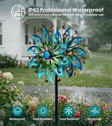 Solar Wind Spinners Outdoor, Yard Decorations Outdoor, Peacock Decor - Image 3