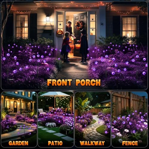 Halloween Decorations Outdoor, 6Pack 48 LEDs Solar Eyeball Lights - Image 2
