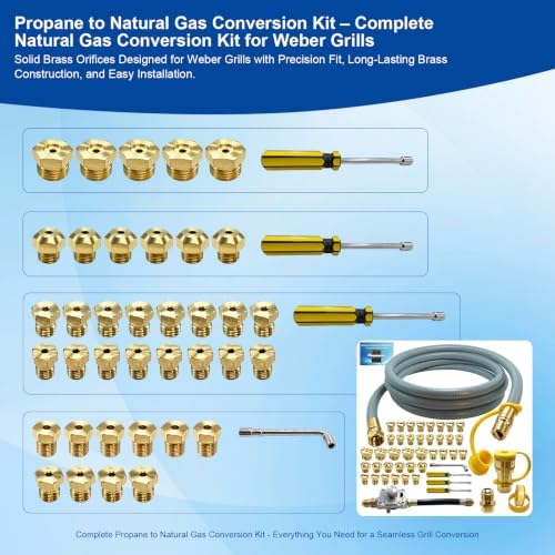 Propane to Natural Gas Conversion Kit for Weber Grill, Complete NG Conversion Kit for Weber Genesis, Genesis II,Spirit,Spirit II & Summit Grills,10FT Hose,Regulator,Orifices,Quick Connect,Tools,Manual - Image 5
