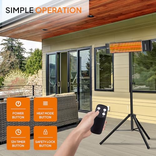 ROVSUN 1500W Outdoor Electric Heater Patio Freestanding/Wall-mounted Heater - Image 3