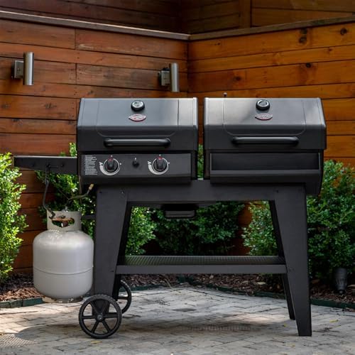 Char-Griller Flex Fuel Plus 3 in 1 Gas and Charcoal Grill Griddle and Smoker Combo 30000 BTUs Outdoor BBQ with Flat Top Griddle Insert Dual Fuel Backyard Grill Station, CG30281224 - Image 5