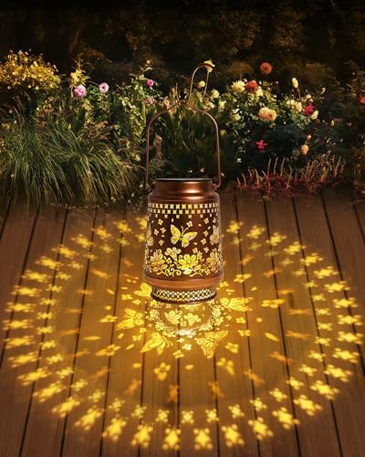 2 Pack Butterfly Solar Lanterns Outdoor Waterproof, Garden Decor Birthday Gifts for Women Mom Grandma Sister, Metal Hanging Solar Lights Outside Decorative for Backyard Patio Lawn Pathway Landscape - Image 3