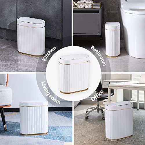 ELPHECO Bathroom Trash Can with Lid, 2 Gallon, Motion Sensor, White Gold - Image 6