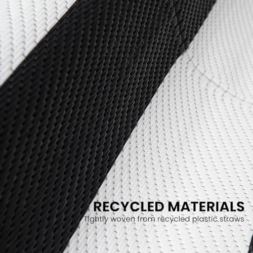 Outdoor Rug 9 x12 ft, Plastic Rug for Patio, Black & White - Image 5