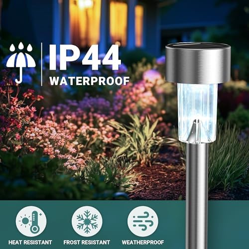 GIGALUMI Outdoor Waterproof Solar Garden Lights, 12 Pack Cold White - Image 4