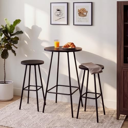 Best Choice Products 3-Piece Patio Dining Set, Bar Height, Outdoor Bistro Set, Outdoor Round Bar Table w/ 2 Bar Stools, Steel - Black - Image 3