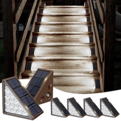 JOFIOS Solar Step Lights for Outside,6pack Solar Stair Lights Outdoor Waterproof IP67,Outdoor Deck Step Lights,Solar Outdoor Lights for Staircase,Patio,Front Step(Cool Brown) by JOFIOS