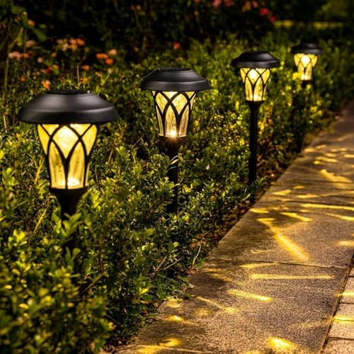 GIGALUMI Solar Pathway Lights Outdoor, Metal Glass & ABS Landscape Lights - Image 6