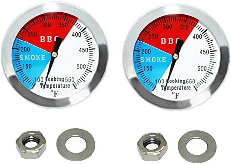 2 Inch BBQ Thermometer Gauge 2 Pack Smoker Temperature Gauge for Grill Pit by DOZYANT