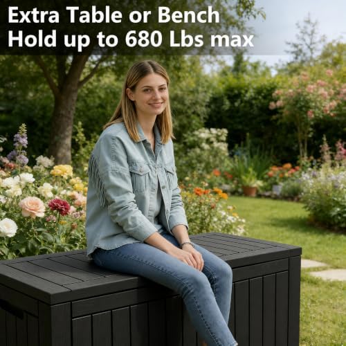KAMABOKO 100 Gallon Outdoor Storage Box Waterproof Deck Box for Patio - Image 6