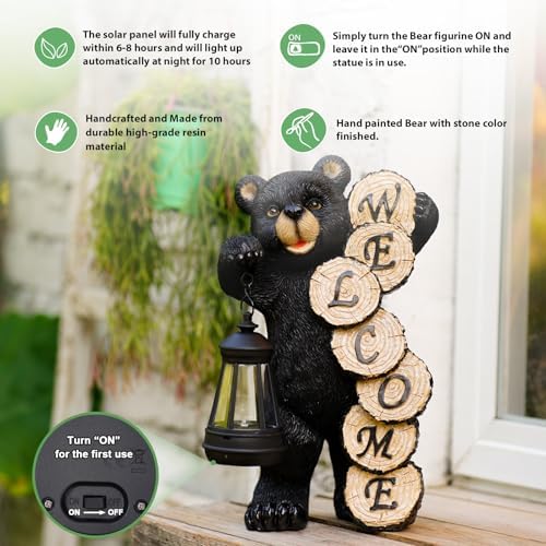Qeeman Solar Bear for Garden Decor: Weatherproof Resin Statues - Image 4