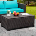Rattaner Outdoor Storage Table Wicker Patio Coffee Table All-Weather Wicker Side Table with Waterproof Cover, Brown by Rattaner
