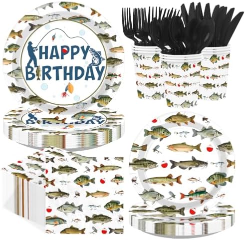 250Pcs Gone Fishing Birthday Party Decorations, Serves 50 by Greencian