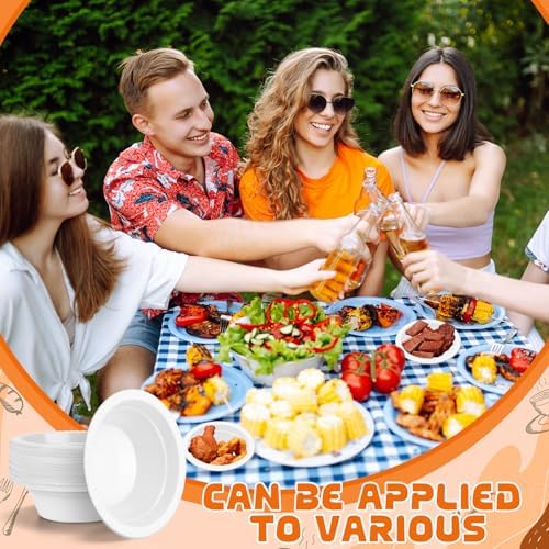 30 Pack 12 oz White Disposable Plastic Bowls Dessert, Ice Cream, Salad, Soup Serving Cups for Party, Picnic, Food Snacks (White) - Image 5