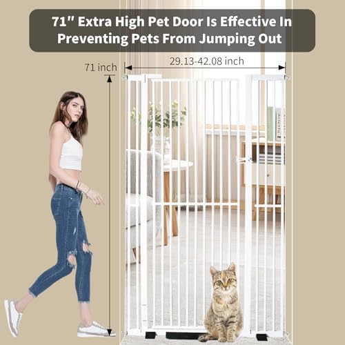 YZHDUXIU 71" Extra Tall Cat Gate, 43" Extra Wide Adjustable for Stairs - Image 2