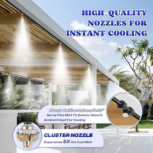 Moongiantgo Outdoor Misting Cooling System with Pump Kit, 82ft Pipe - Image 2