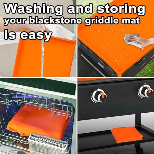 28in Premium Silicone Griddle Cover Mat for Blackstone Griddle 28 Inch - Hermetic Protection from Rust & Debris All Year, Fits All Blackstone 36 Inch Models - Food Grade Silicone(Orange) - Image 4