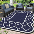 GENIMO Outdoor Rug, Waterproof Plastic Rugs for Patio, 6'x9' Blue Lvory by GENIMO