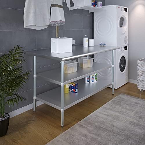 60" x 30" Stainless Steel Work Table with 2 Adjustable Undershelves NSF - Image 5