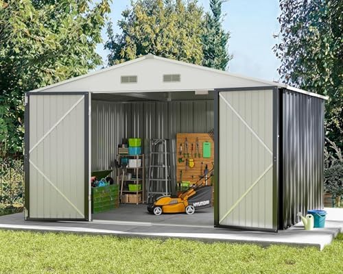 Greesum 10x8FT Outdoor Storage Shed Utility Tool Shed Gray - Image 2