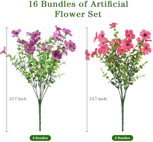 AGIRL Artificial Flowers Outdoor UV Resistant Fake Plant Garden Patio Decor - Image 2