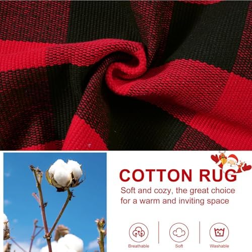 OJIA Christmas Buffalo Plaid Front Door Mats Outdoor 2'x3' Red Porch Rug - Image 6