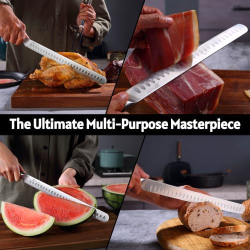 PAUDIN Brisket Knife, 12 Inch Dishwasher Safe Carving Slicing Knife for Meat, Razor Sharp German 1.4116 Steel Smoked Meat Cutter with Non-Slip Ergonomic G10 Handle & Gift Box, Perfect Gifts for Men - Image 3