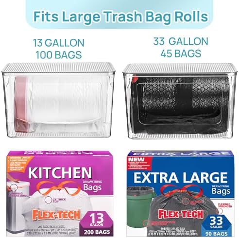 Vtopmart 2 Pack Clear Trash Bag Holder, Stackable Garbage Bag Dispenser - Image 2