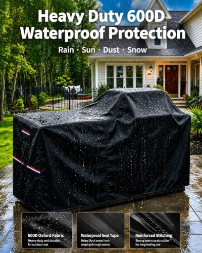 86 Inch Extra Large Grill Cover Island with Left/Right Grill Head 600D - Image 5