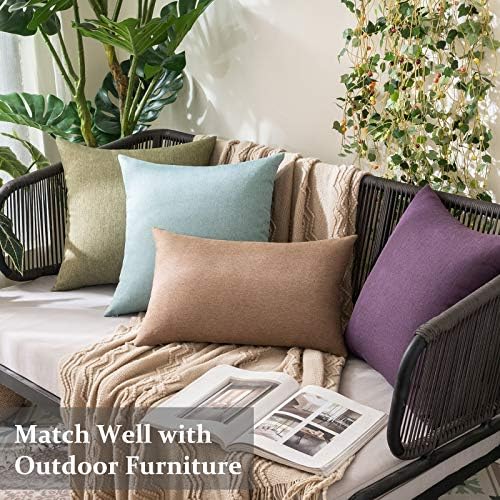 MIULEE Decorative Outdoor Pillow Covers Lumbar Waterproof 12x20 Khaki - Image 3