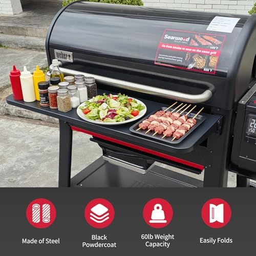 Utheer Folding Front Shelf for Weber Searwood XL 600, BBQ Prep Table - Image 6