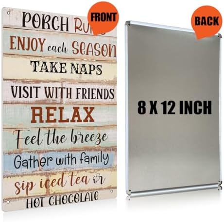 BEASTZHENG Porch Rules Sign Outdoor Tin Plaque Porch Signs Wall Art Porch Rule Wall Decor Relax Rustic Vintage Tin Iron Hanging Wall Art Gift for Farmhouse Porch Patio Garden Door Decoration - Image 2