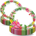 Qyeahkj 50PCS Hawaiian Luau Oval Paper Plates Large 11” Disposable Aloha Floral Party Decorations Summer Platters Tableware Supplies Favor for Tropical Dish Tray Beach Birthday Party Tableware Set by Qyeahkj