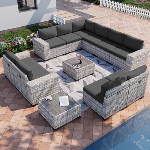 Outdoor Patio Furniture Set PE Wicker Rattan Outdoor Sectional Sofa - Image 5