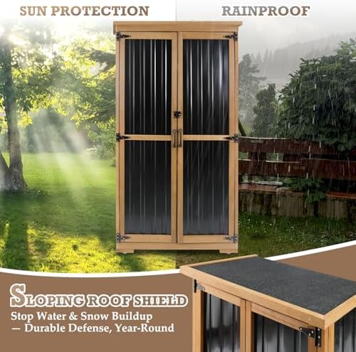 Outdoor Storage Cabinet with Shelves, Weatherproof Tool Shed for Patio - Image 6