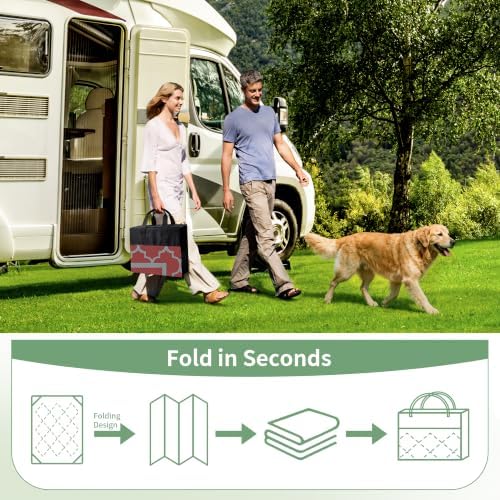 GENIMO Outdoor Rug, Waterproof Plastic Rugs for Patio, 5'x8' Red Grey - Image 6