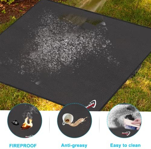 DocSafe 40" Square Fire Pit Mat Under Grill Mat,4 Layers Fireproof Indoor Fireplace Pad Heat Insulated Protect for Decks,Patios,Grass,BBQ Smoker,Portable Reusable Oil-Proof and Waterproof, Black - Image 4