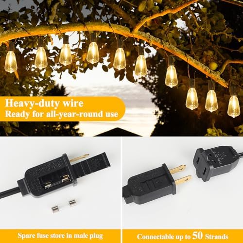 Brightever 30FT Outdoor String Lights 16 Bulbs, Waterproof Patio Lights - Image 5